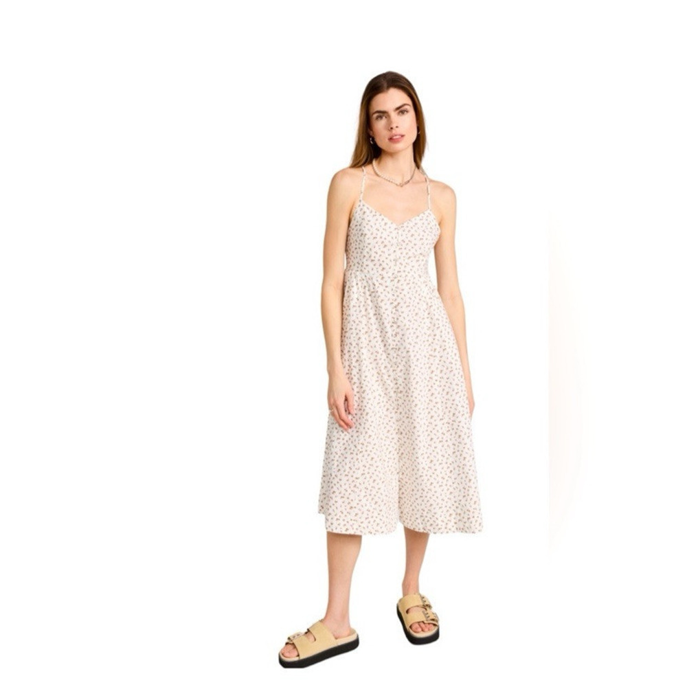 Madewell Alexa Bodice Button Down Midi Dress‎ Dainty Floral Sz 2 Crisscross Back